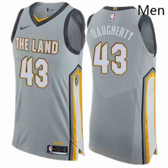 Mens Nike Cleveland Cavaliers 43 Brad Daugherty Authentic Gray NBA Jersey City Edition